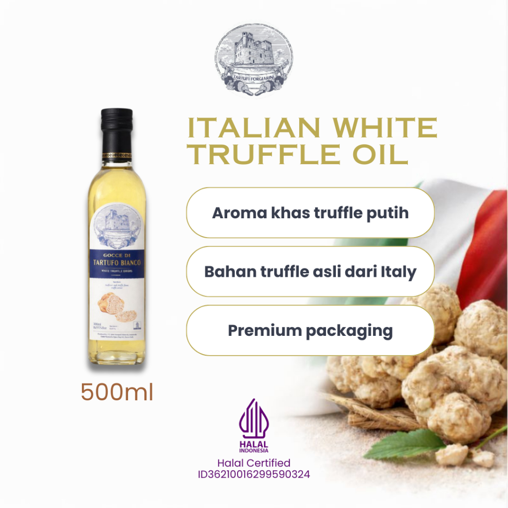 Italian White Truffle Oil 500ml – Minyak Truffle Halal Asli, Kualitas Premium Pilihan Chef Indonesia