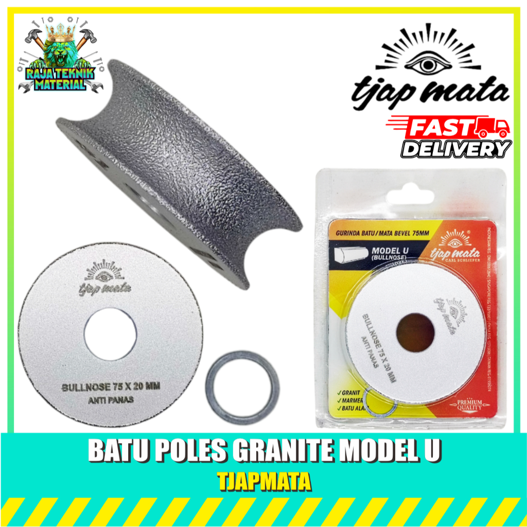 Tjapmata Batu Poles Sudut Oval Granit / Gerinda Pinggul Granit 3 Inch Serong Cekung 75 x 20 MM / Bat