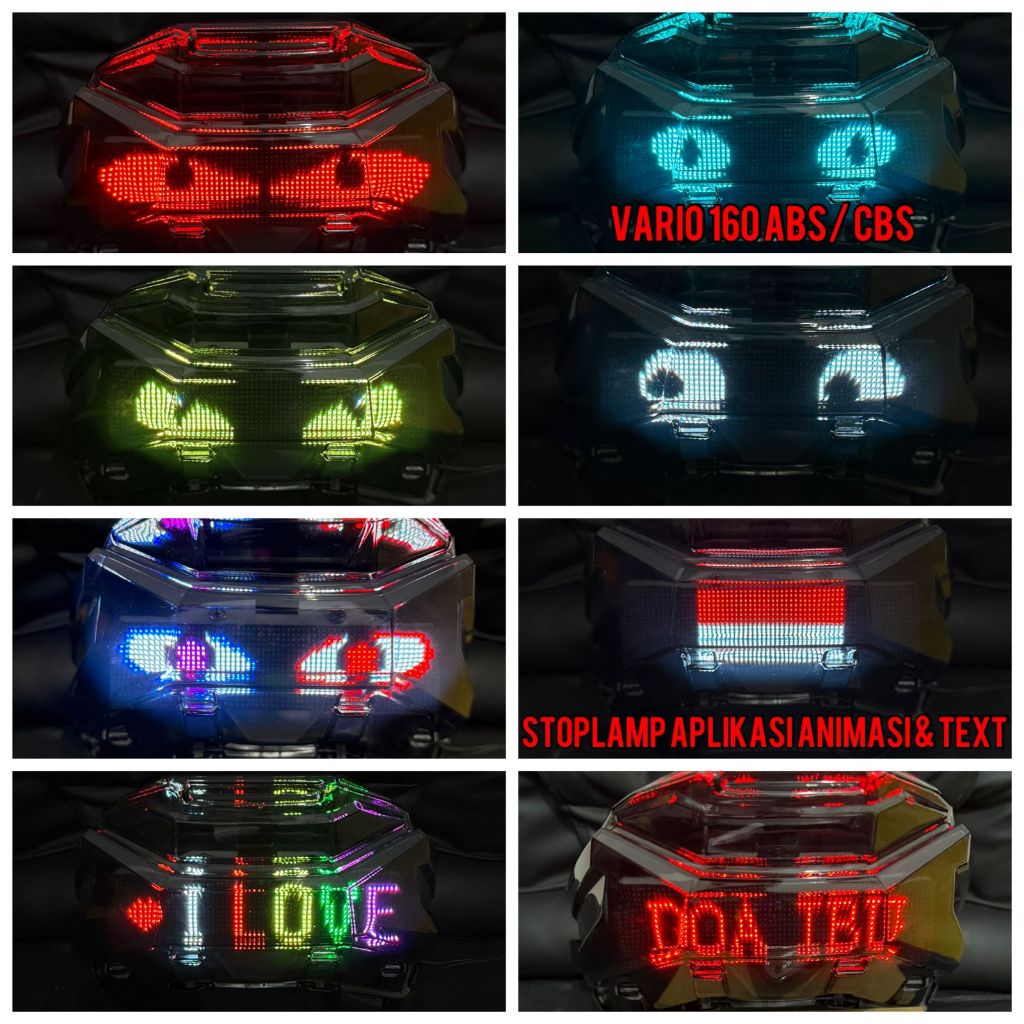 Stop Lamp Running Text Vario 160 Bluetooth App - Vario 160 ABS CBS Lampu Rem LED Custom