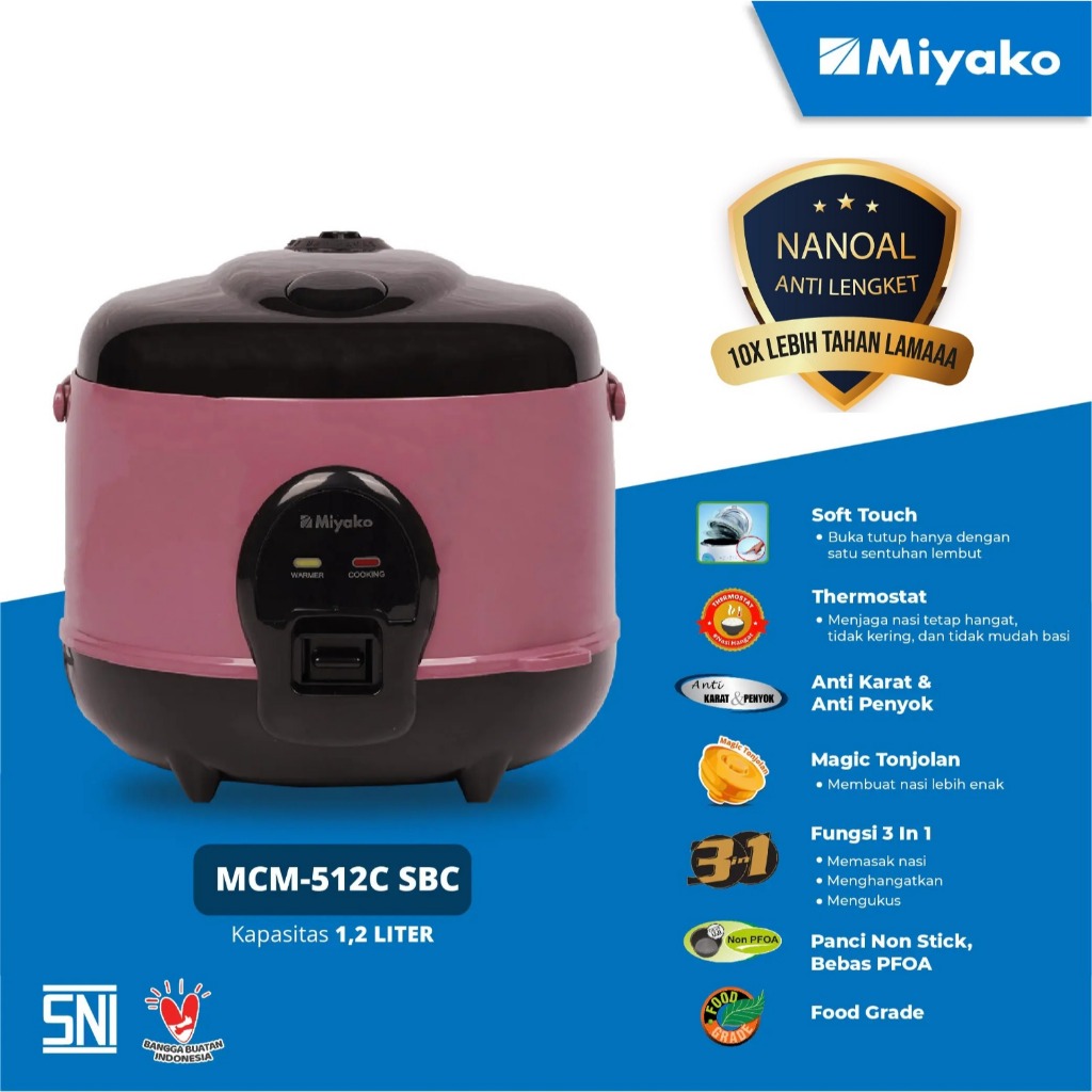 Magic com Miyako MCM512CSBC - Magic Warmer Plus  Rice cooker-  nanoal 1.2 liter - 315 W