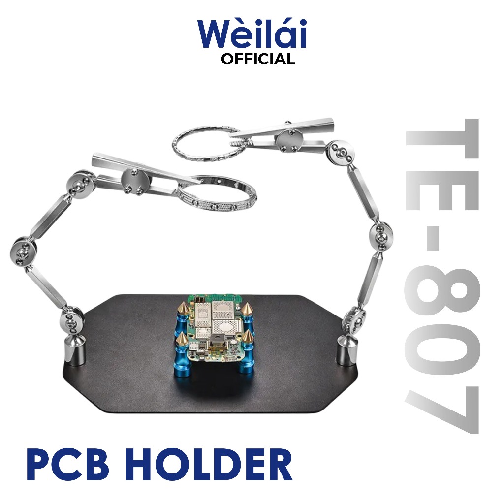 WEILAI TE-807  PENJEPIT PCB & KACA PEMBESAR ORIGINAL - PCB HOLDER MULTIFUNGSI - RAGUM JEPIT PCB HOLD