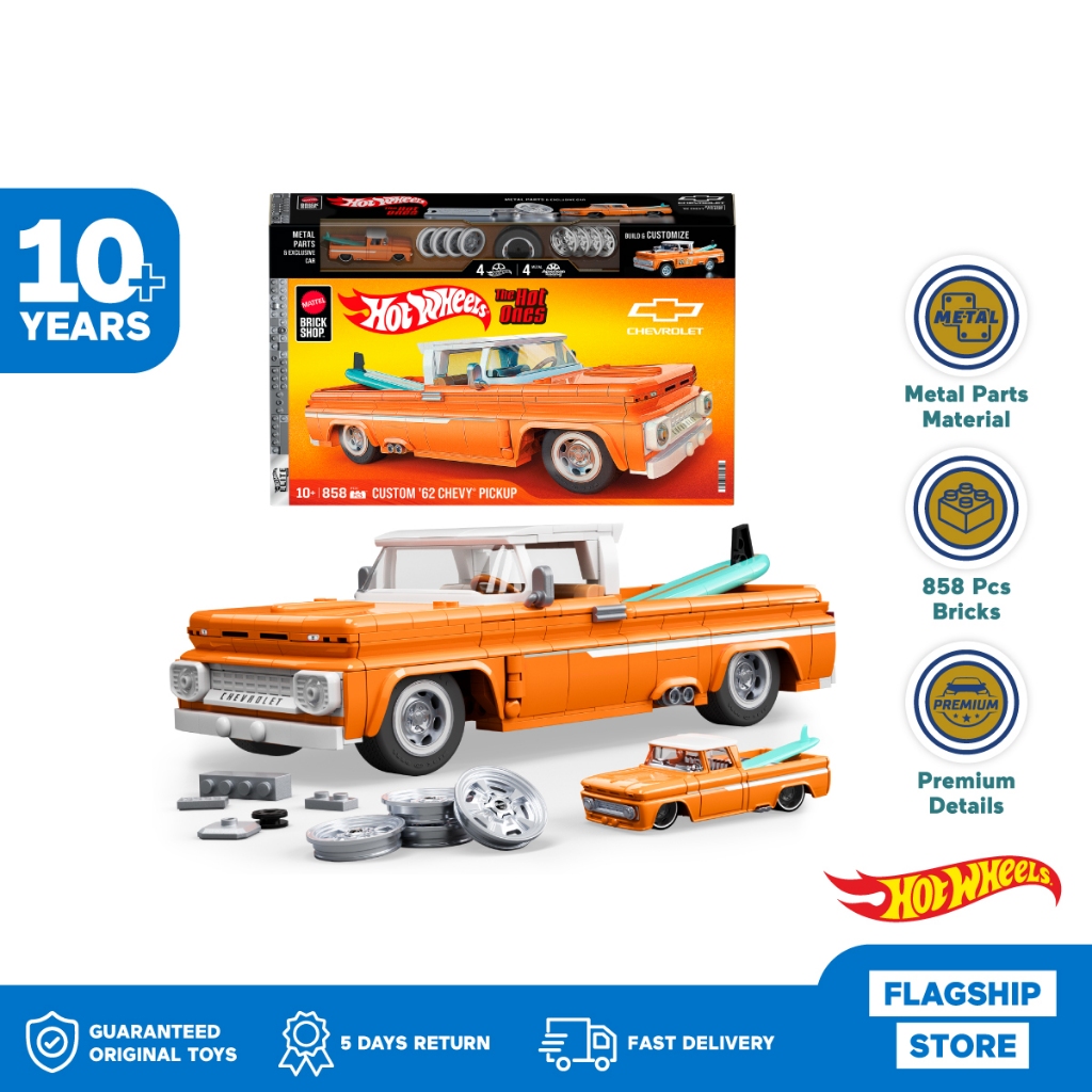 Mattel Brick Shop Hot Wheels Custom ’62 Chevy Pickup - Mainan Balok Susun