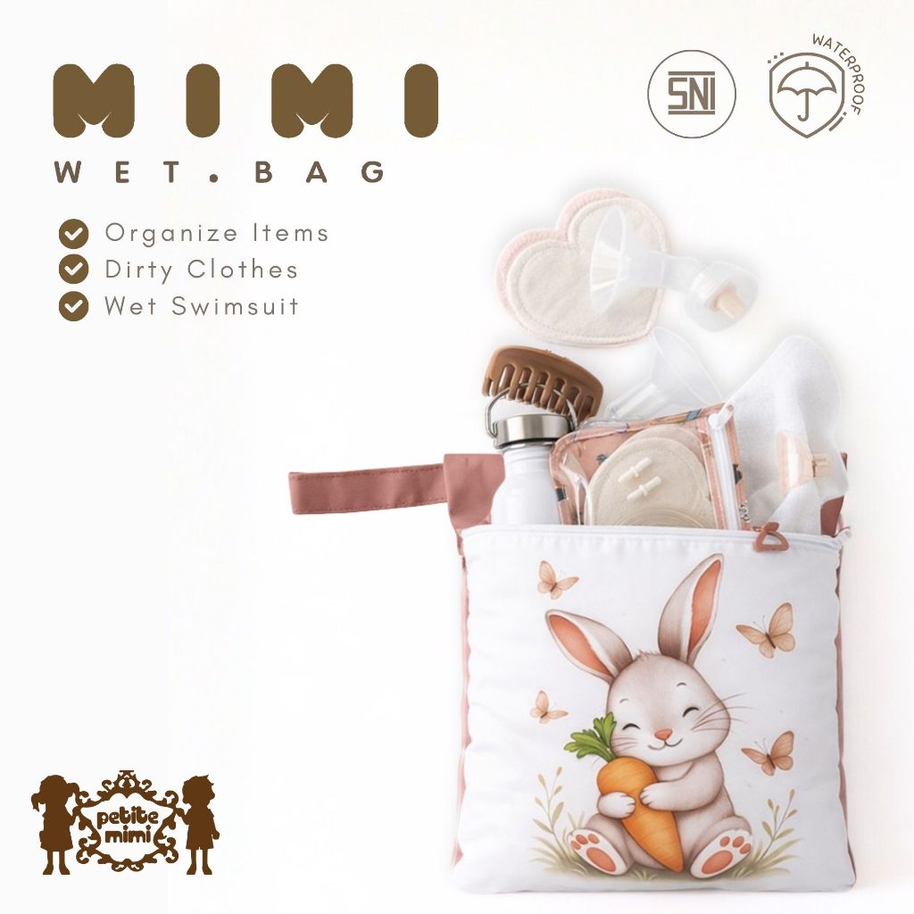Petite Mimi - MIMI WET BAG Waterproof - Tas Penyimpanan Serbaguna - Tas Penyimpanan Baju Basah & Per