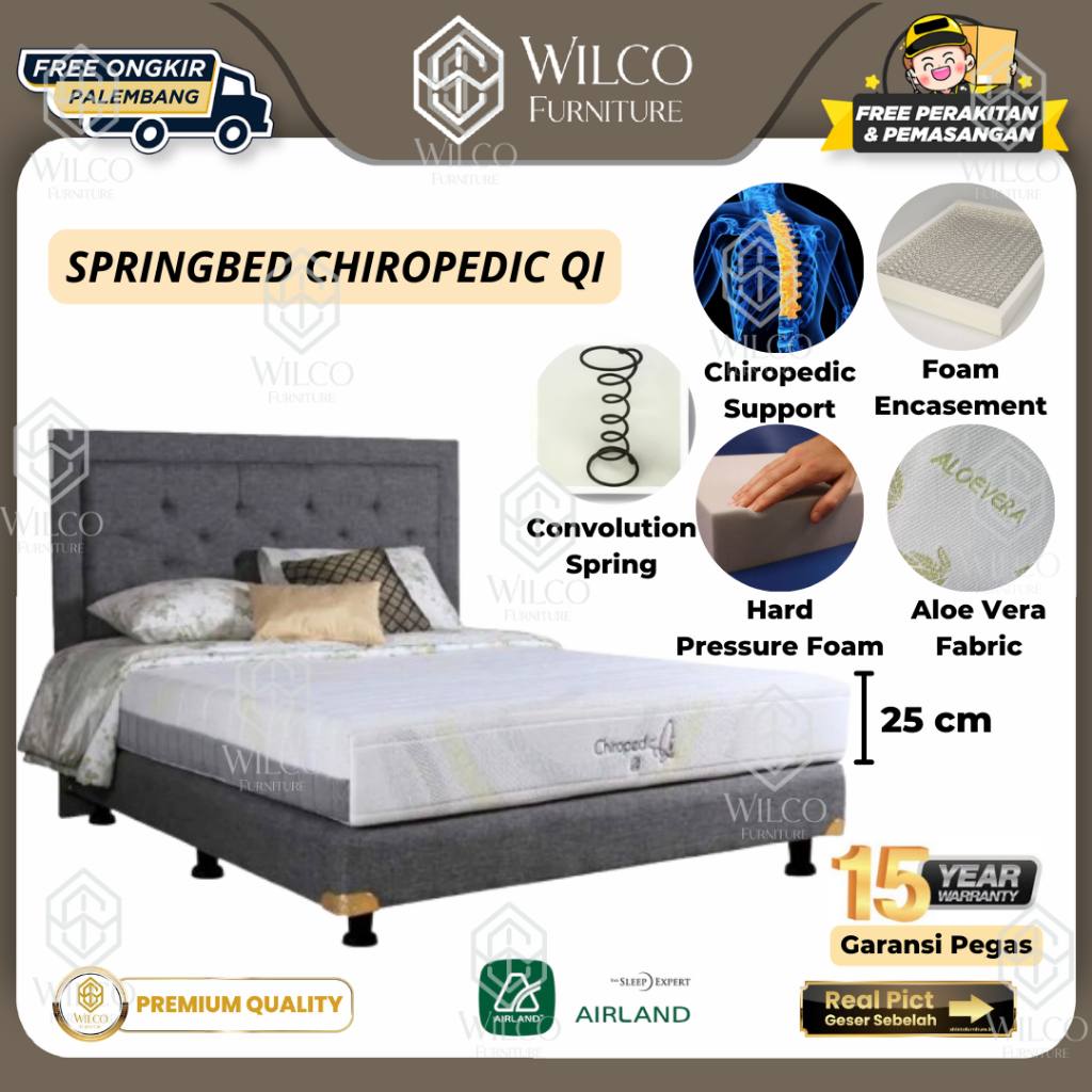Kasur Springbed Airland Chiropedic Qi / Matras Tidur Latex Premium - 90x200, Matras Aja