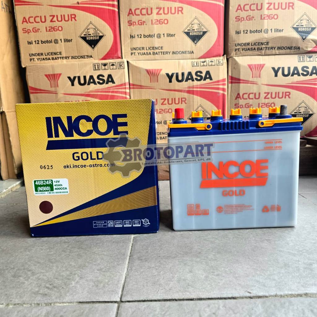 Aki Mobil Ford Ecosport INCOE GOLD NS60 HYBRID Aki Basah 45Ah ORIGINAL