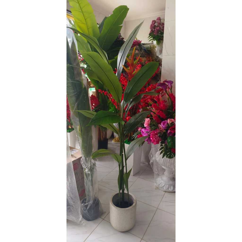 Pohon Pisang Heliconia Bunga Bird Of Paradise T 180 cm Latex Artificial Dekorasi Hias cz049A 16 Daun