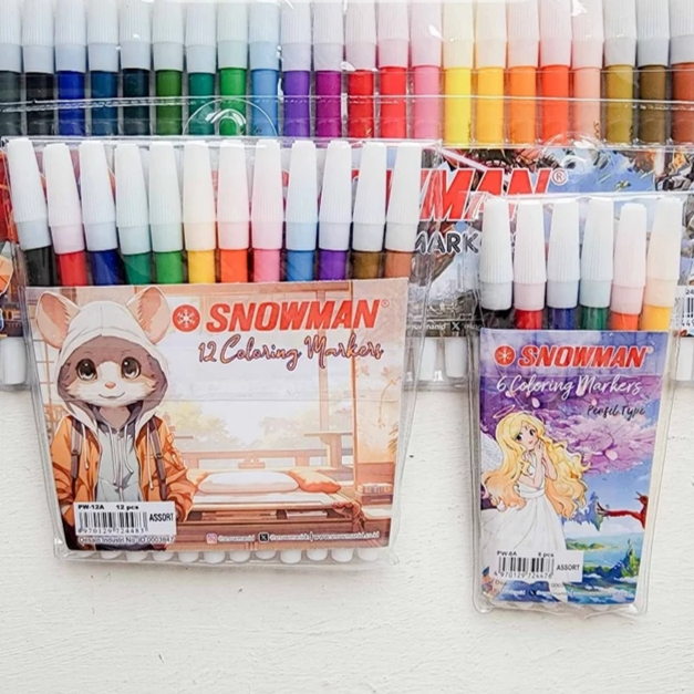 Spidol Snowman Isi 6 / 12 / 24 Warna - Sanowman Marker Pencil Spidol Warna