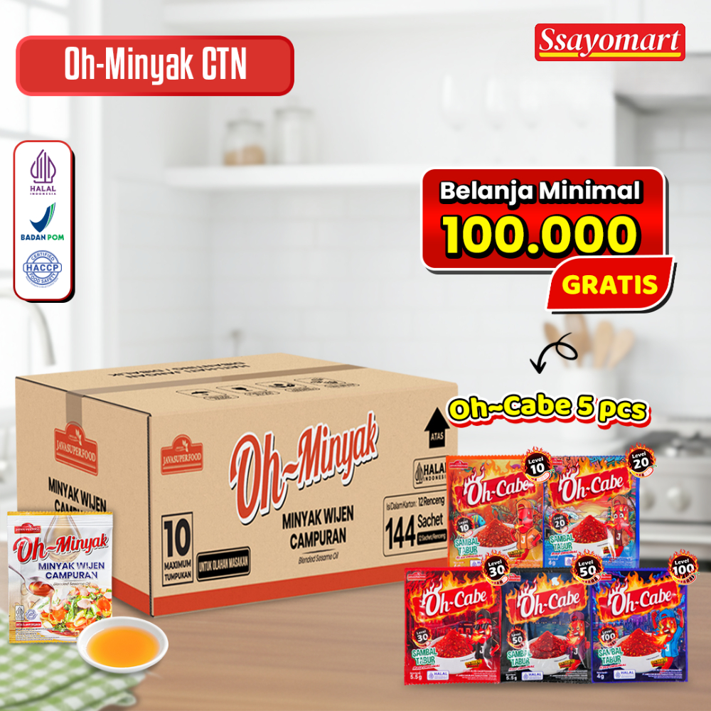 [HALAL] Oh Minyak Wijen Campuran 1 CTN – 12 Renceng (144 Sachet) / Sesame Oil Sachet Carton / Minyak