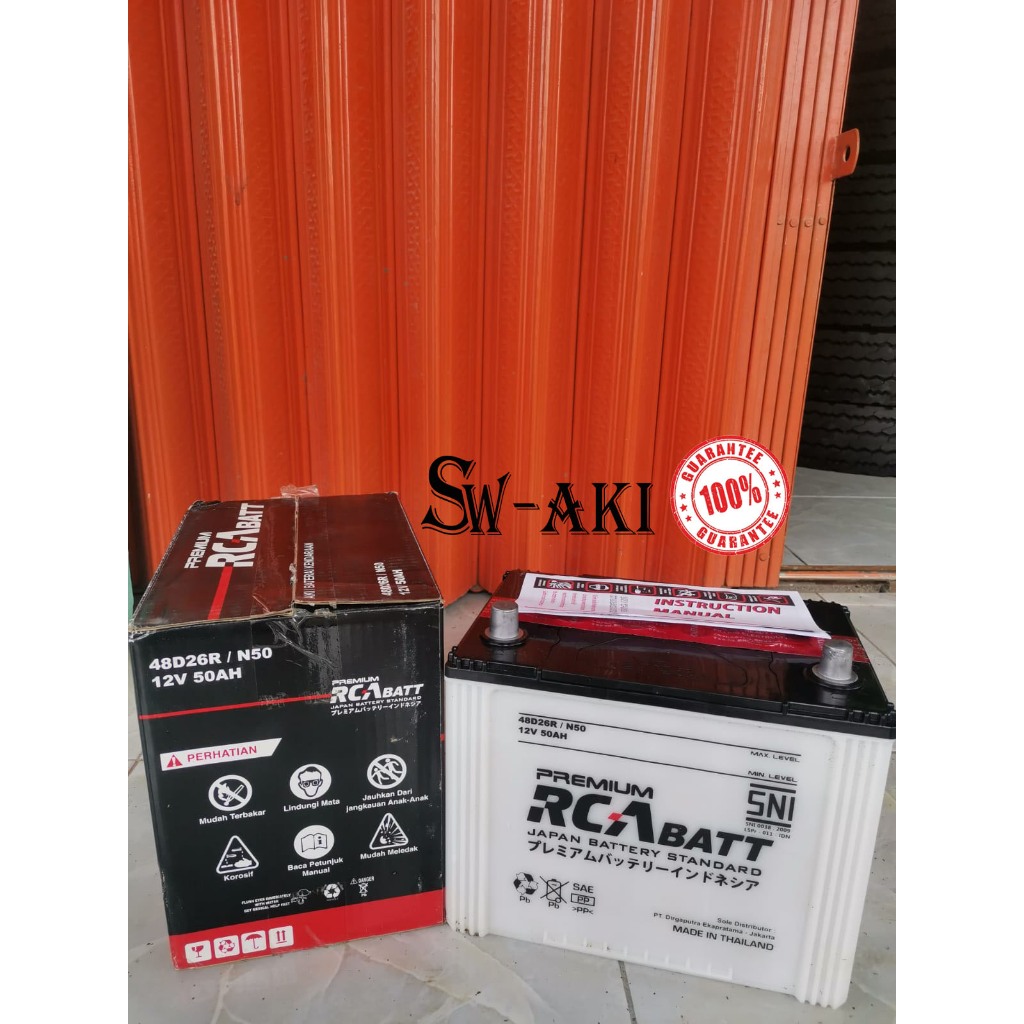 Aki Mobil RCA Premium N50 - 48D26R 12V 50 Ah / Aki basah / Isi ulang / Konvensional