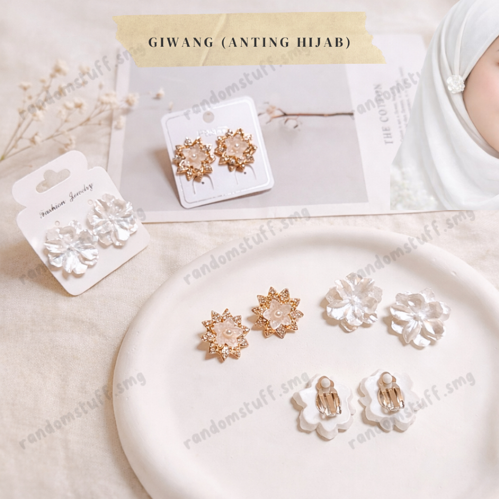ANTING KLIP HIJAB GIWANG ANTING HIJAB JEPIT BUNGA ANTING HIJAB KLIP