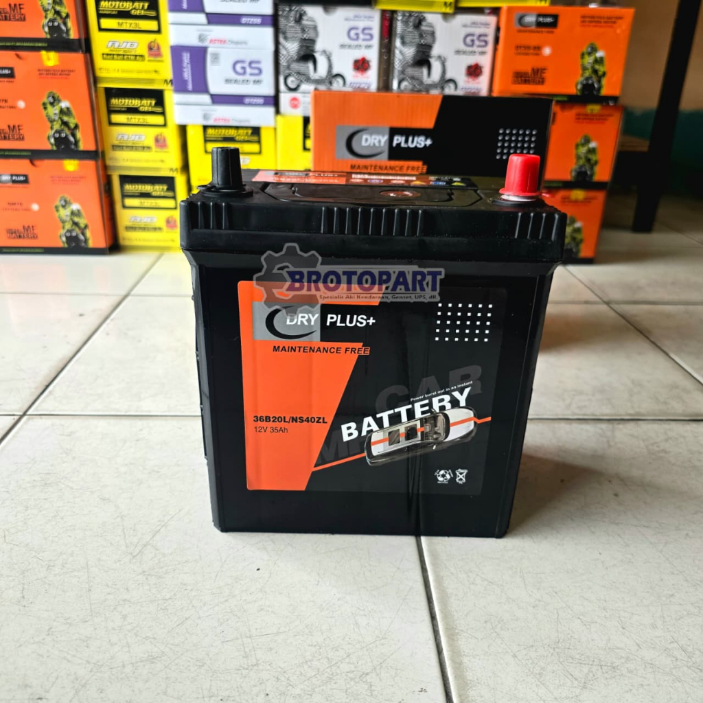 Aki Mobil BRV, Xpander, Sirion, City, Raize Aki Dry Plus+ NS40ZL MF Aki kering 35Ah