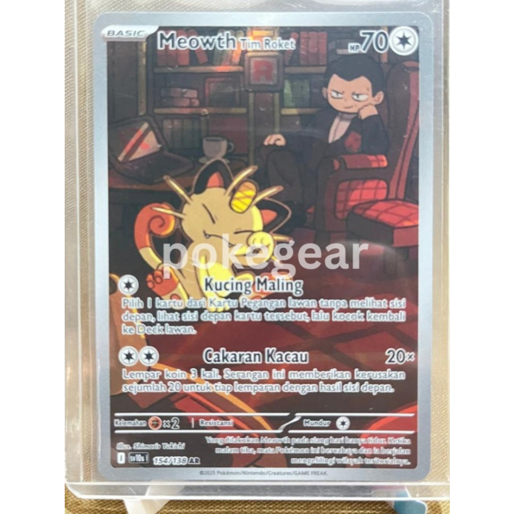Meowth Tim Roket AR 154/138 Pokemon Indonesia Kehadiran Juara SV10S