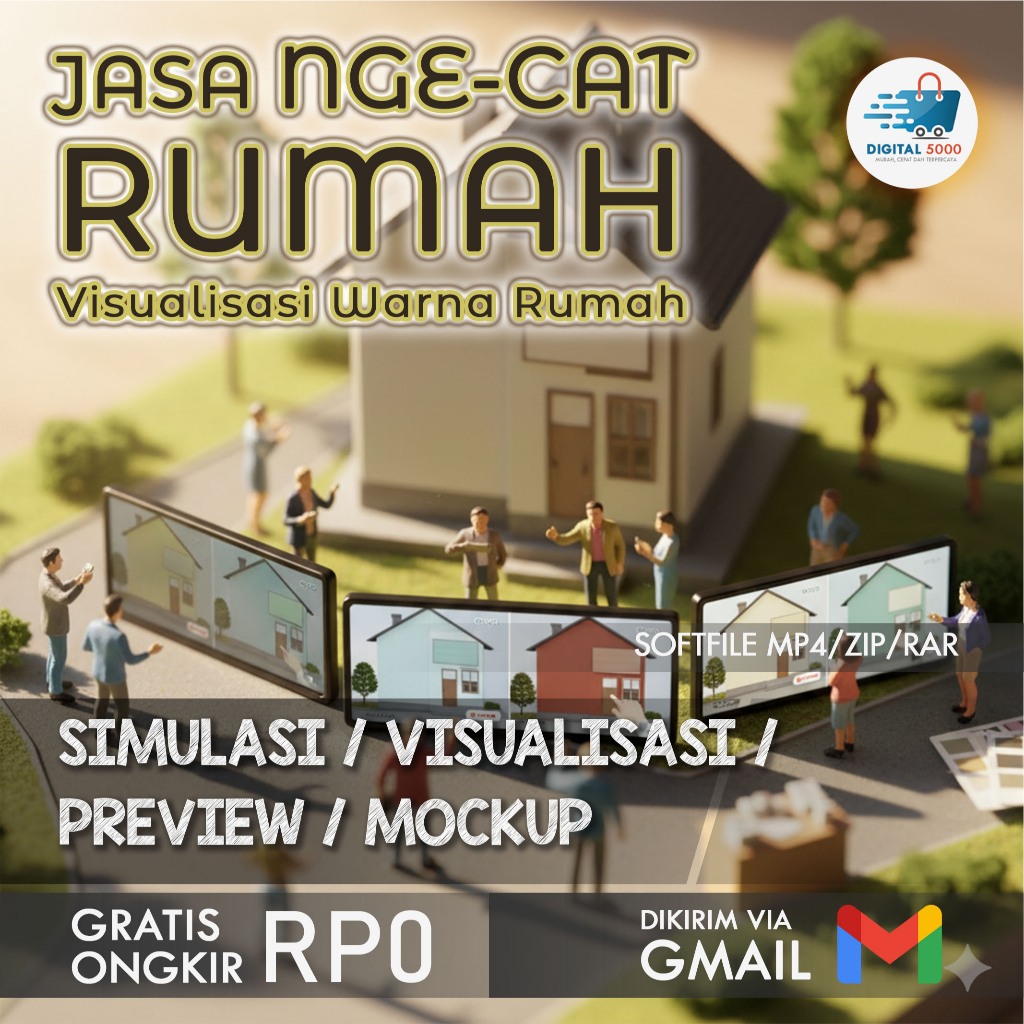 (MOCKUP RUMAH) JASA SIMULASI / VISUALISASI / PREVIEW / MOCKUP WARNA UNTUK CAT RUMAH