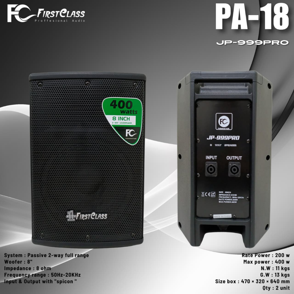 Speaker Passive FirstClass PA-18 - Professional Speaker Pasif Firstclass pa-18 8Inch