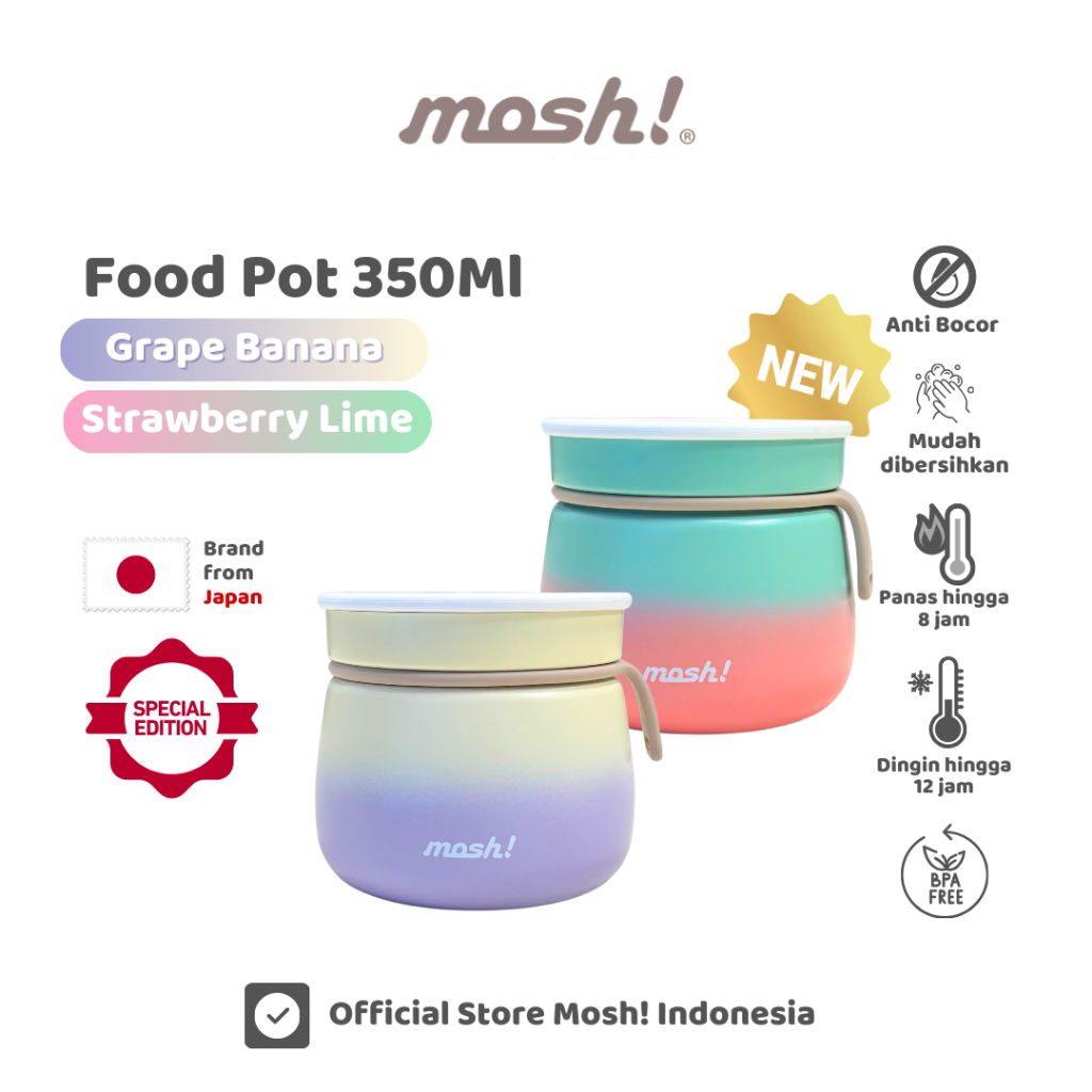 Mosh Food Pot 350ML Sweet Candy Series - Wadah Makanan Stainless 304 - Strawberry Lime atau Grape Ba
