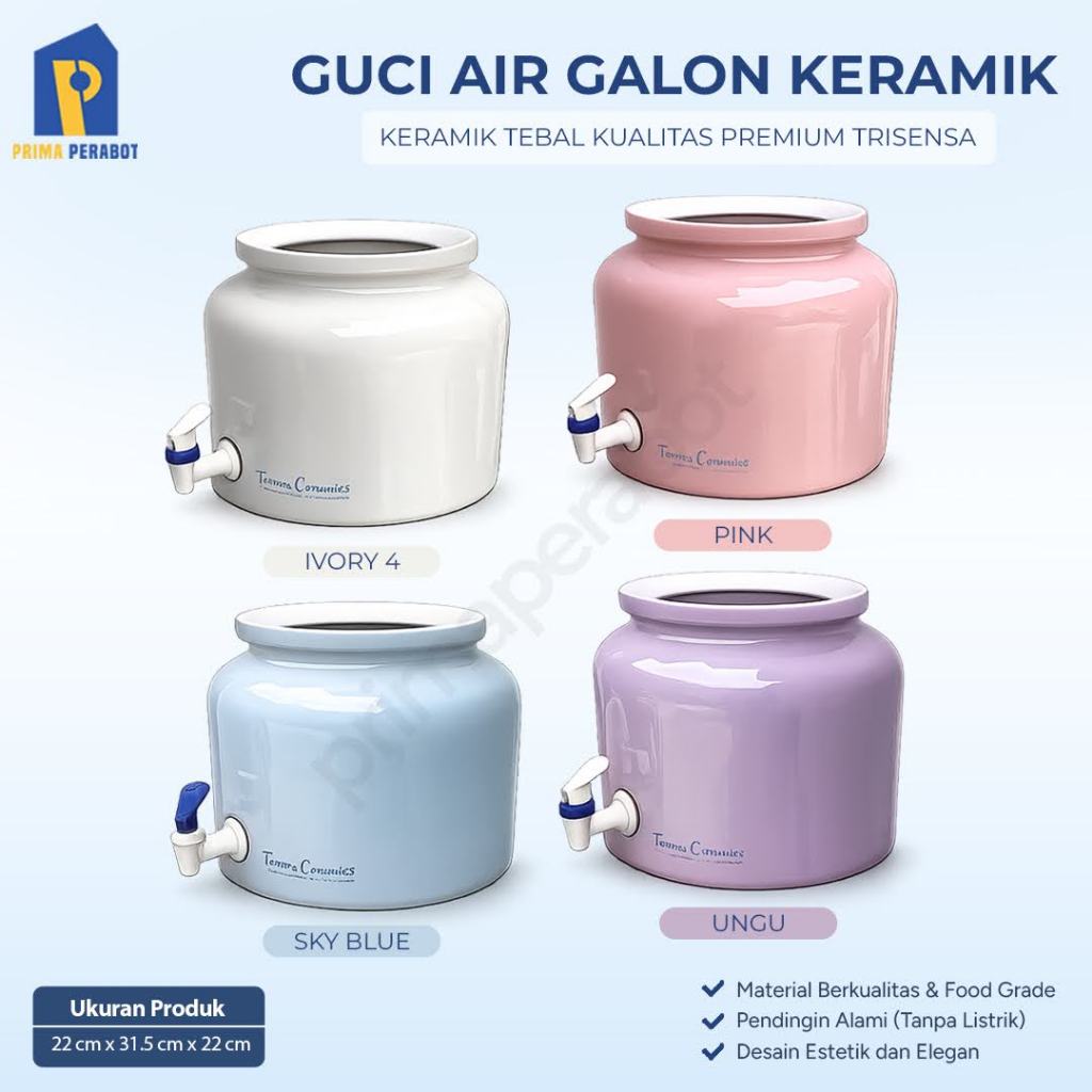 Guci Galon 12 Liter Dispenser Air Gentong Air Keramik Polos Trisensa