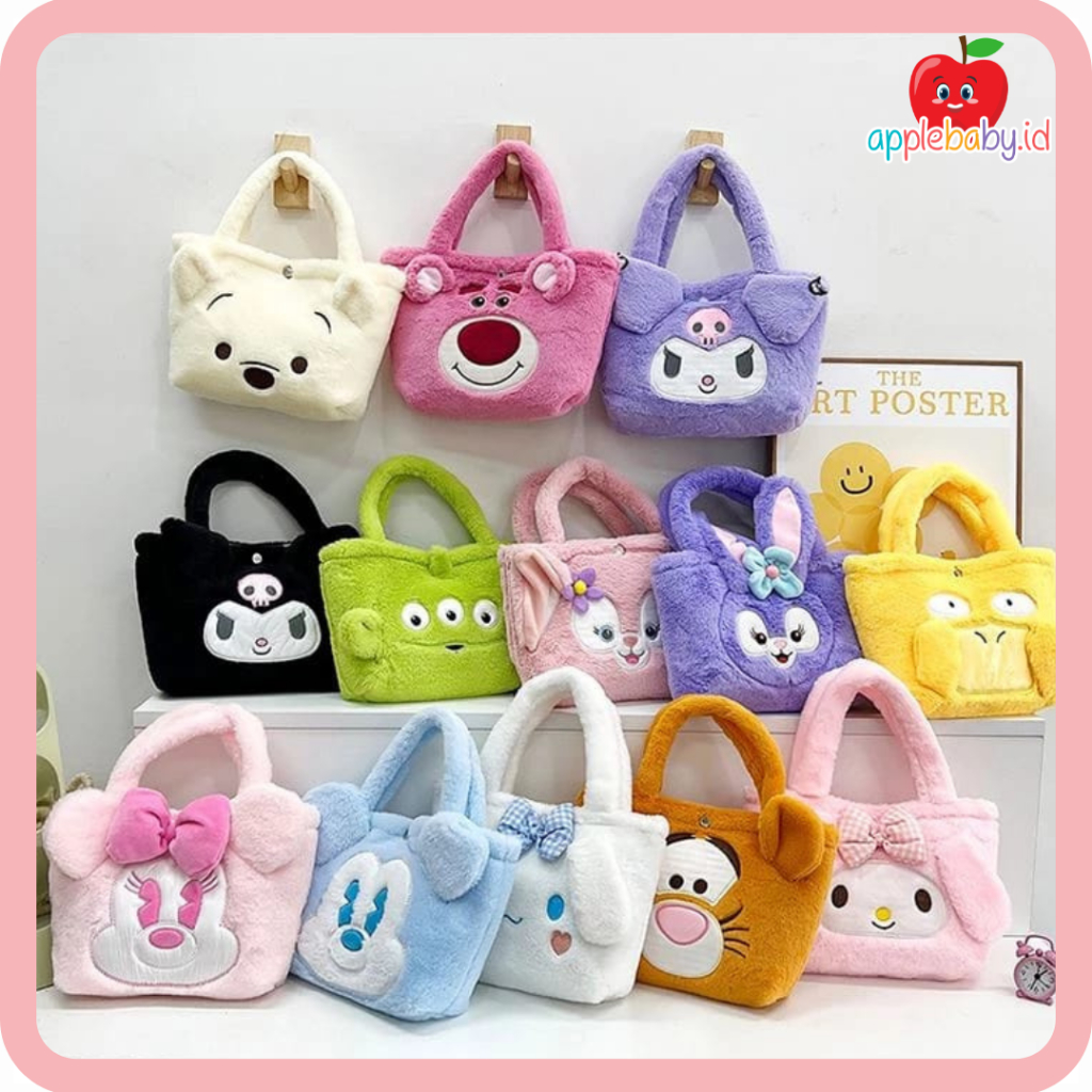 Tas Bulu Lucu Karakter Anak - Tas Selempang Bulu Fashion - Tas Anak Perempuan Karakter