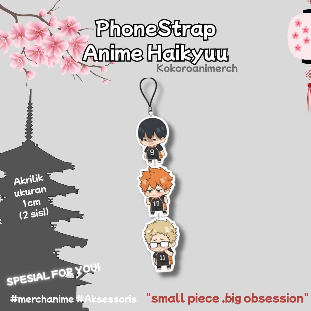 Haikyuu Phone Strap Charm Akrilik + Keychain | Gantungan HP Anime | Keychain Anime Akrilik
