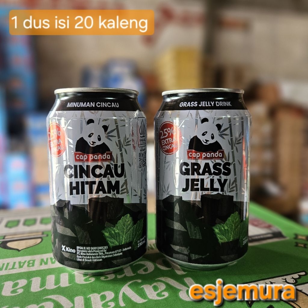 Minuman Cincau Cap Panda kaleng per dus Grass Jelly ( sejenis yeos cincau )