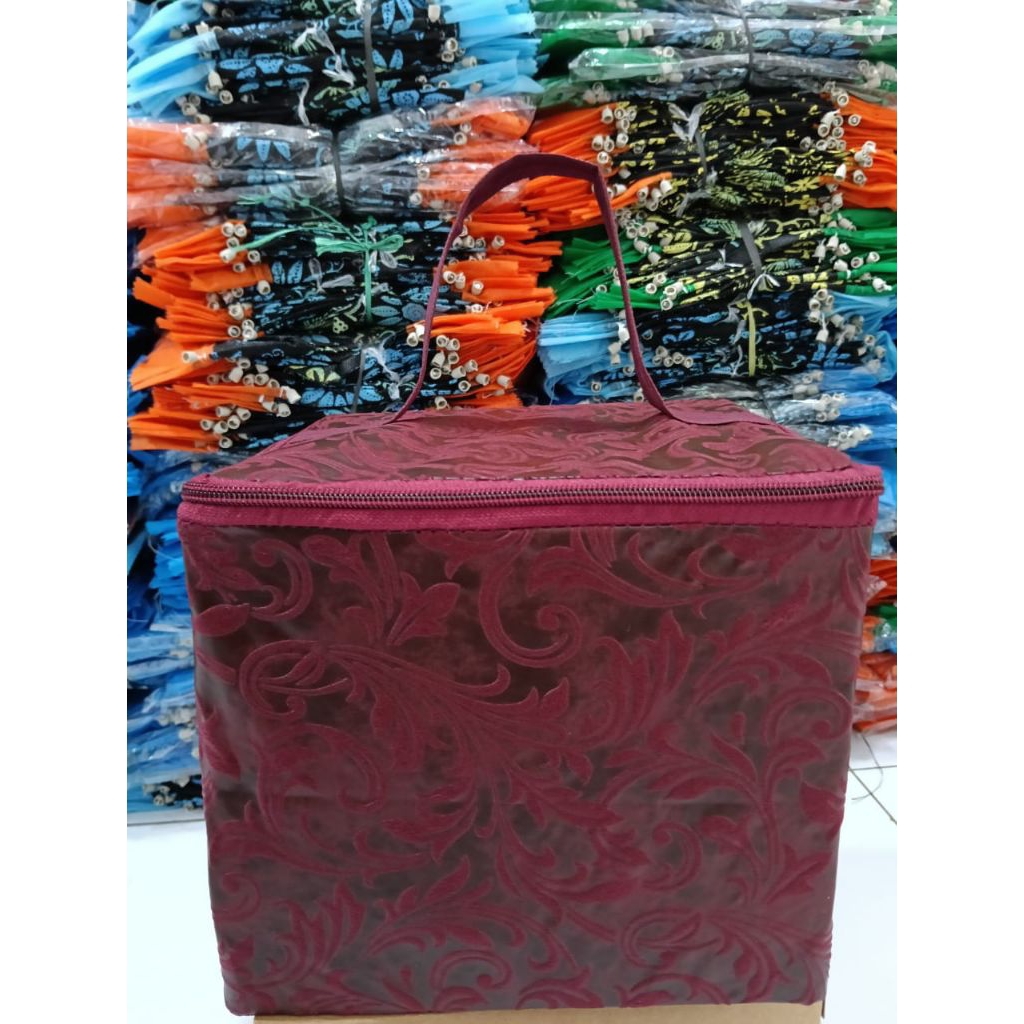 12pcs Tas hajatan Embos kubus Resleting uk.22x22x20PxLxT