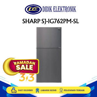 SHARP SJ-IG762PM-SL KULKAS 2 PINTU 570/510L J-Tech Inverter SJIG762PMSL SJ IG762PM SL ( Bukan Tipe G