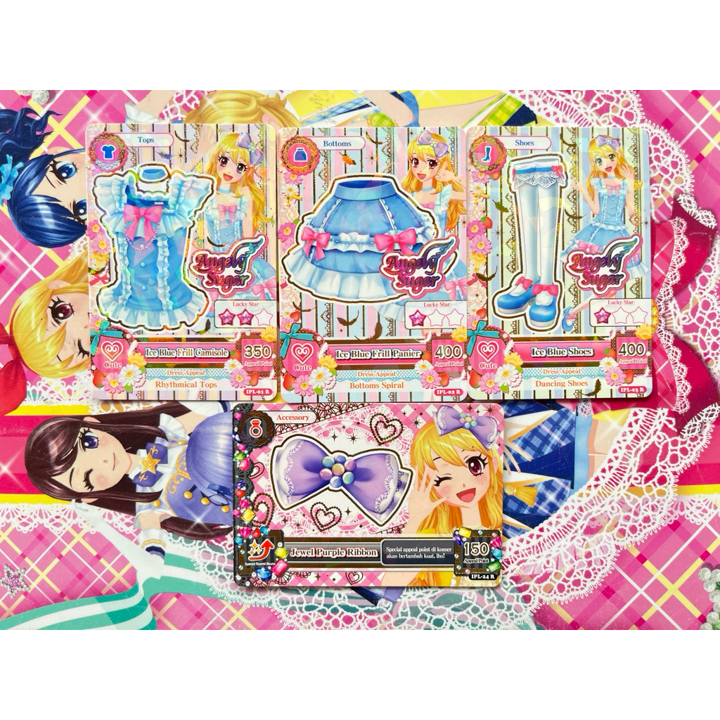 Kartu Aikatsu Ichigo Hoshimiya Ice Blue Set Angely Sugar Seri 1 Beta IPL Original Langka Rare Offici