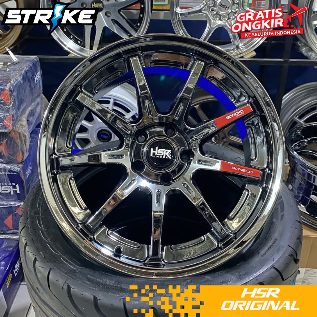 JUAL VELG HSR PONELO RING 18 BLACK CHROME VELG SPEK REBORN VENTURER ZENIX HRV CRV CRETA