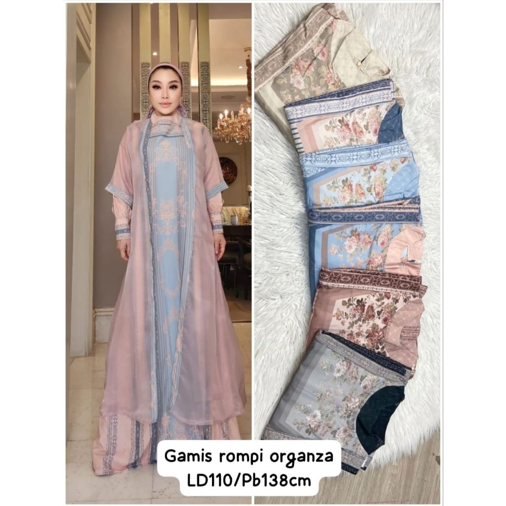 gamis organza /maxi outer organza / gamis rompi organza