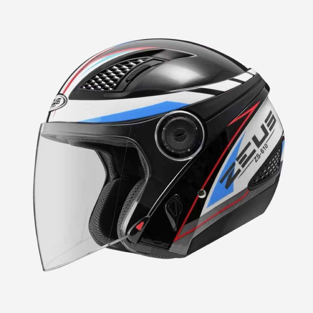 Helm Zeus 610 Motif 0027 Techno Black White Blue