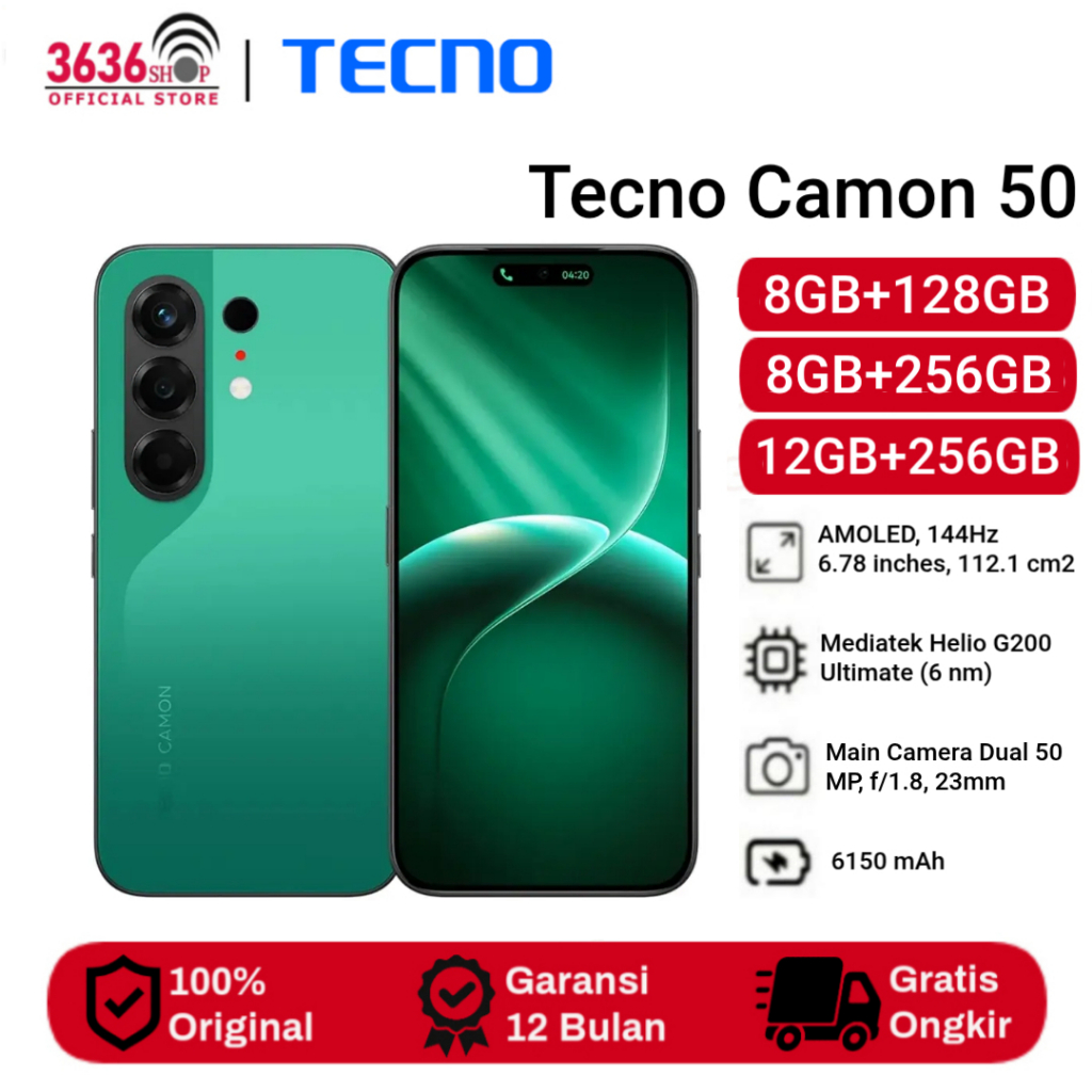 Tecno Camon 50 [8GB+128GB] [8GB+256GB] [12GB+256GB] Display AMOLED 6.78'' - Helio G200 Ultimate - 61