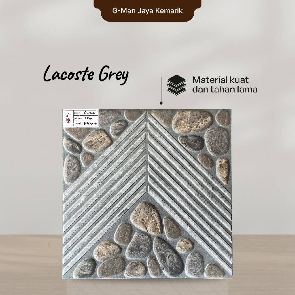 Keramik Lantai Kasar 40x40 Lacoste Grey Keramik Mulia Ceramic Garasi/Carpot Grade A Isi 6pcs
