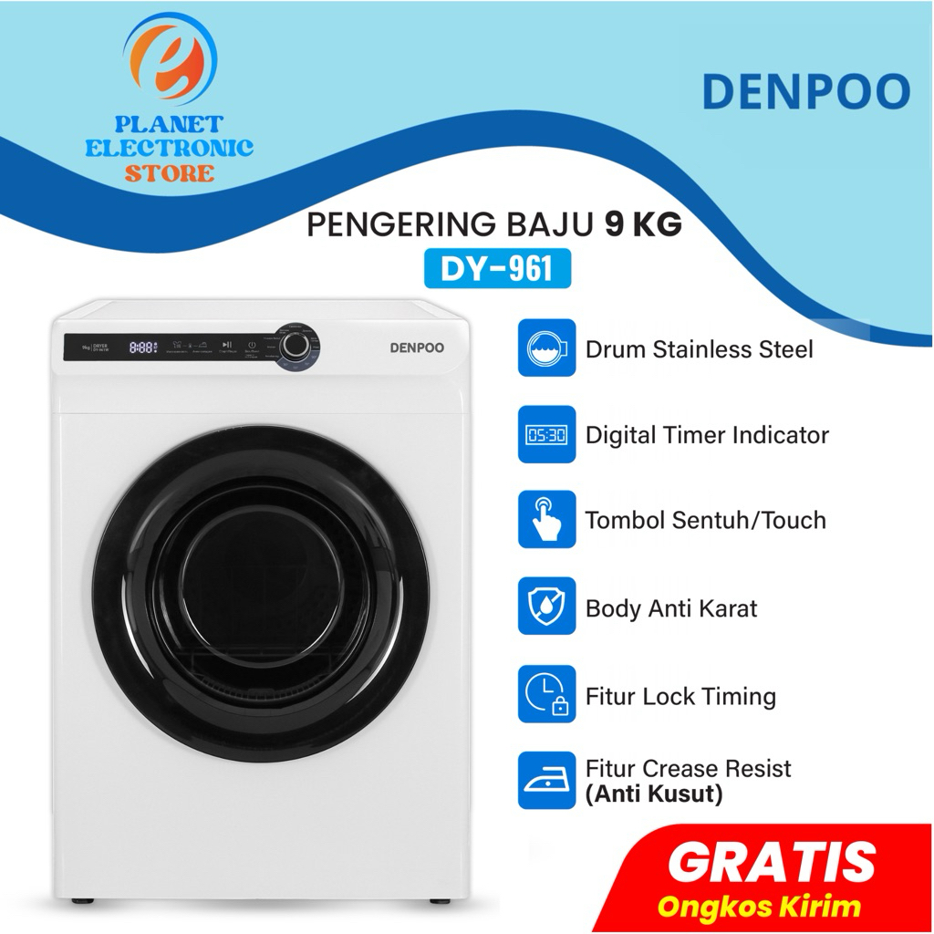 Denpoo Mesin Pengering Pakaian Laundry Mesin Dryer DY 961