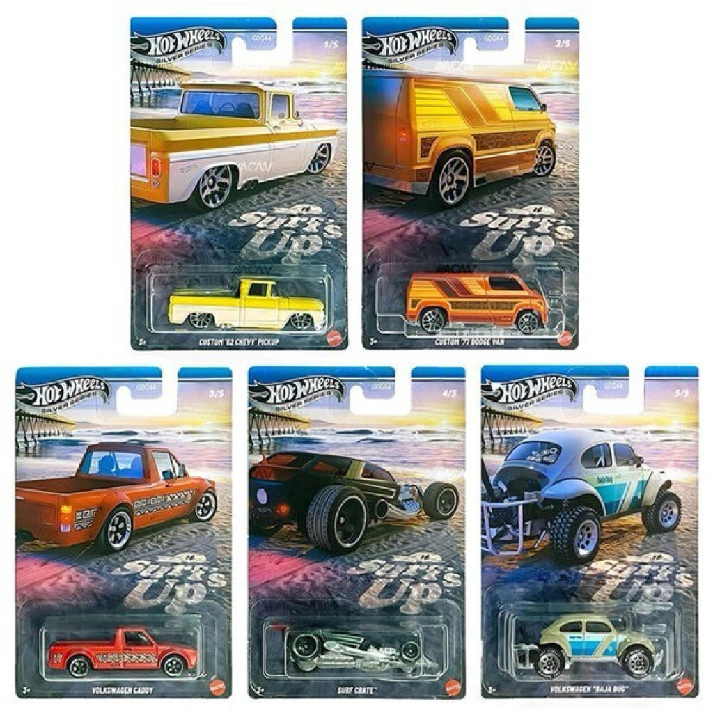 Hot Wheels Surf's UP 2025 Set Lengkap - Custom 62 Chevy Pickup - Custom 77 Dodge Van - Volkswagen Ca