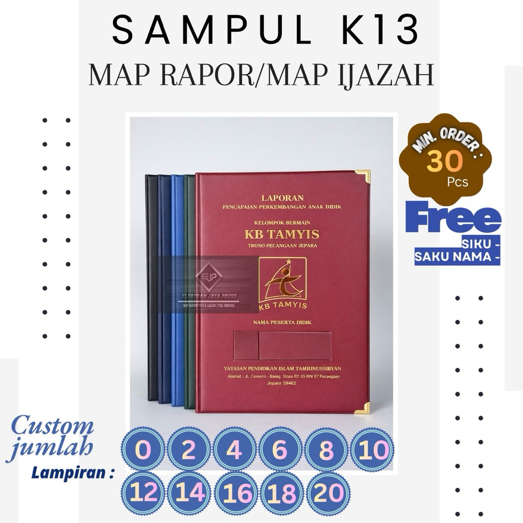 SAMPUL RAPORT/IJAZAH CUSTOM TERMURAH | FREE SIKU & SAKU NAMA | MAP RAPORT/MAP IJAZAH HOTPRINT EMBOSS