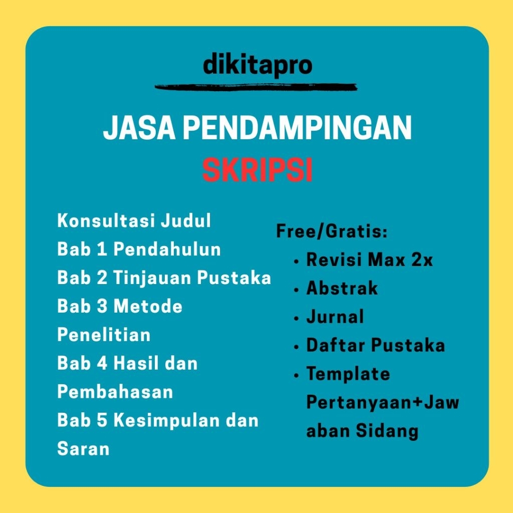 Jasa Pendampingan Skripsi, Editing Skripsi, Parafrase, Konsultasi Judul Skripsi