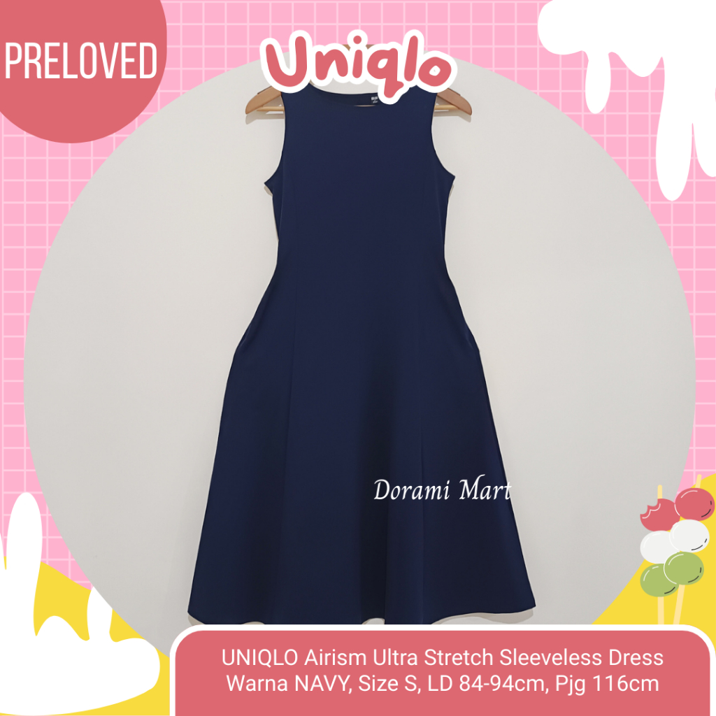 Uniqlo Airism Ultra Stretch Sleeveless Baju Gaun Kondangan Pesta Party Dress Kutung Tanpa Lengan Cas