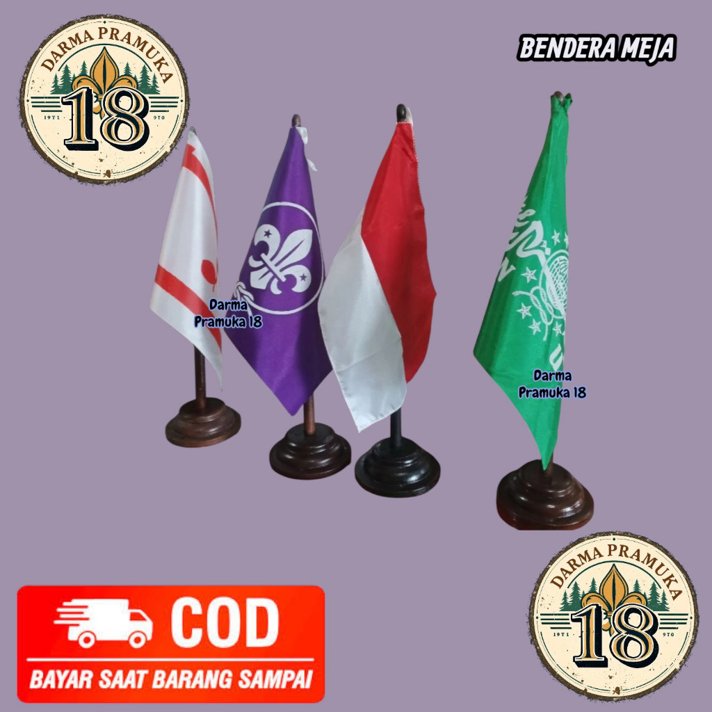 1 Set Bendera Meja + Tiang Bendera Merah Putih Bendera Meja NU