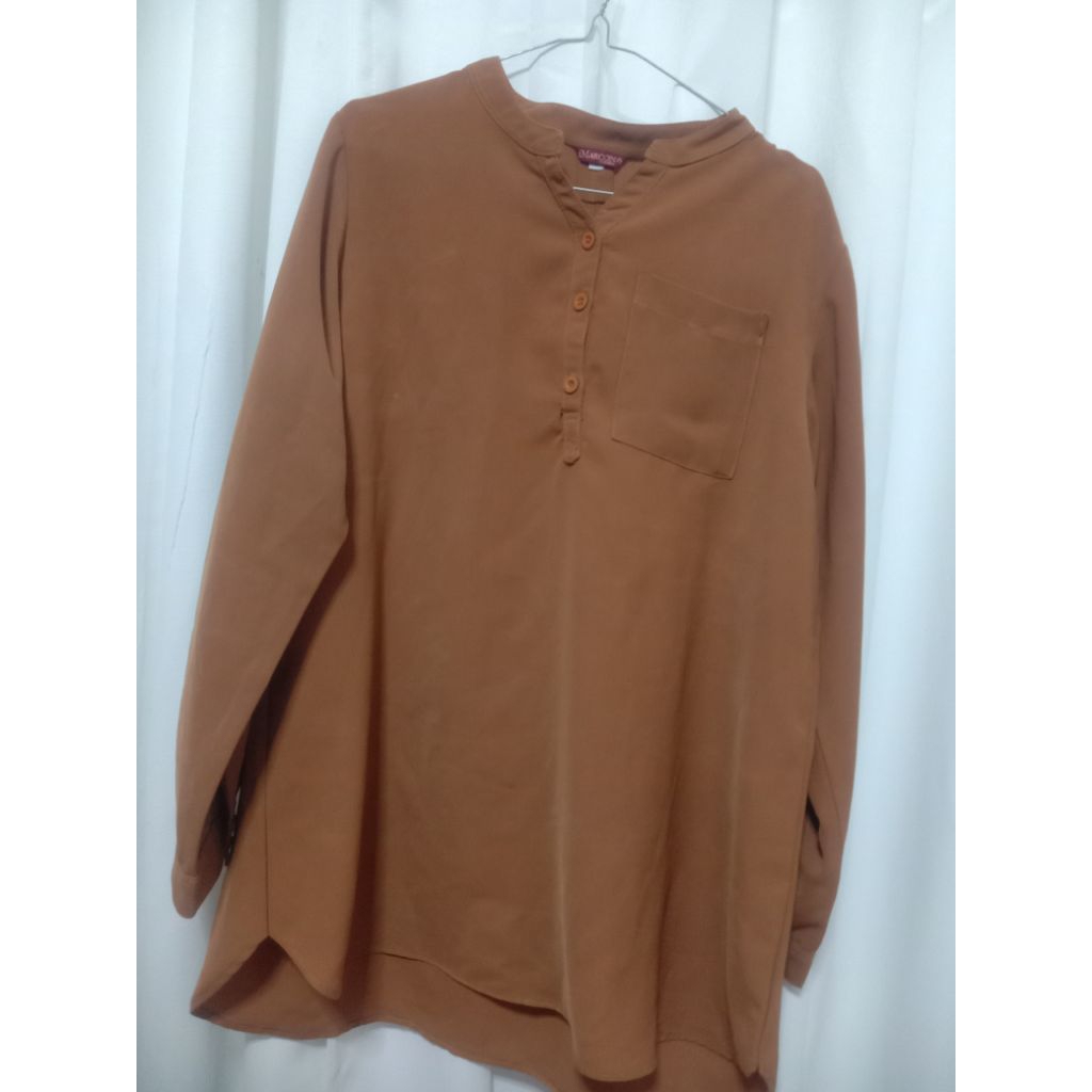 Blouse wanita coklat simple (preloved) koleksi pribadi bukan thrift