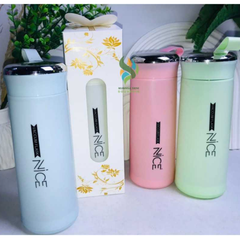 Souvenir Botol Minum 380ml Termos Kaca Nice Tumbler Motif Kaca Mini