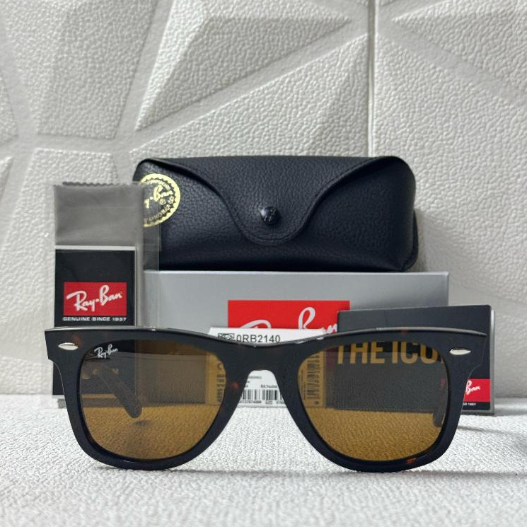 Kacamata Rayban Wayfarer RB2140 902/57 Tortoise Lens Brown Polarized Original