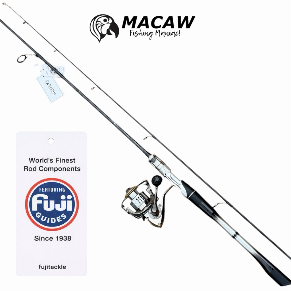 Set pancing joran Macaw Arctic 180 Ring fuji (Solid Carbon) & Reel Macaw Evolution 2000 spool besi P