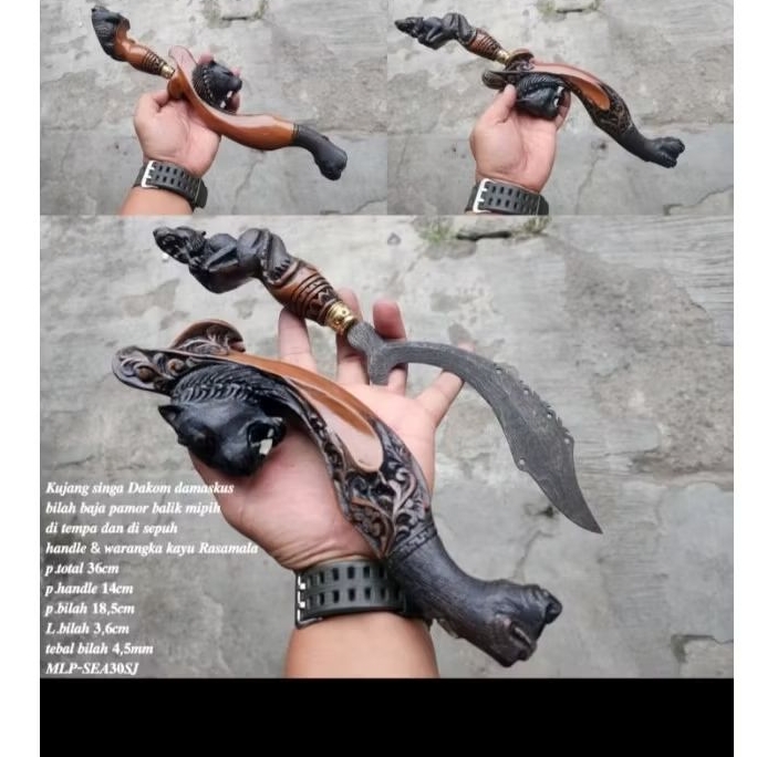 kujang pamor Damaskus ukuran sedang