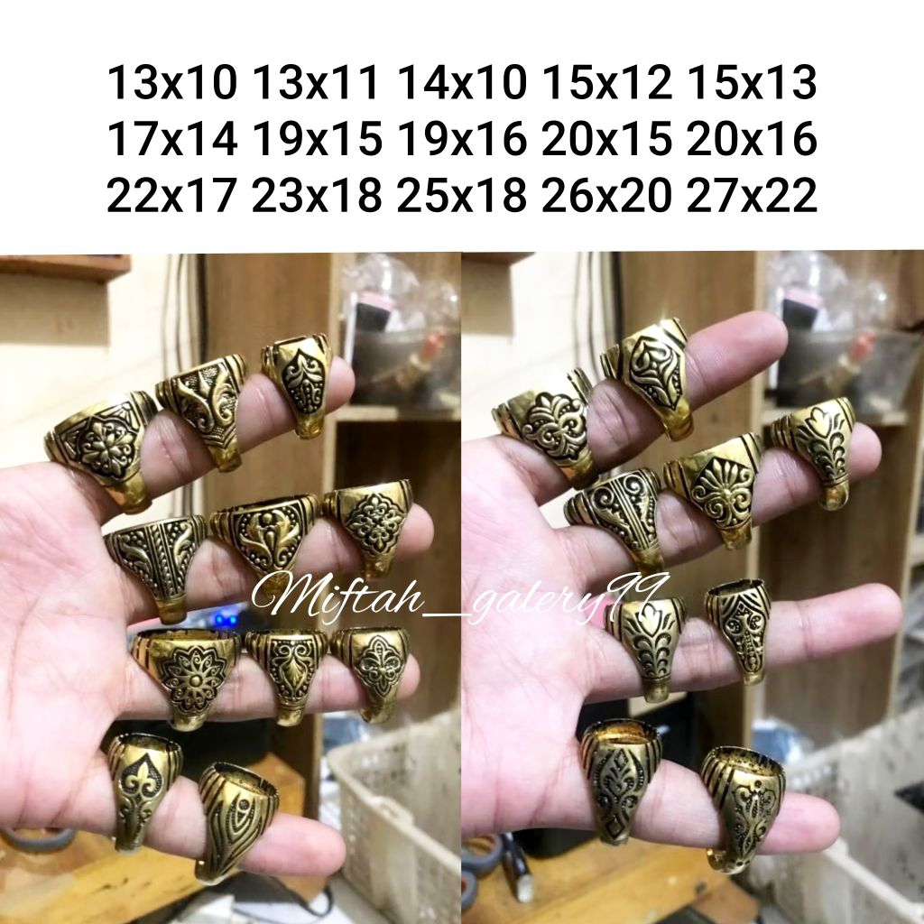 Emban ring cincin akik kuningan ukir iranian