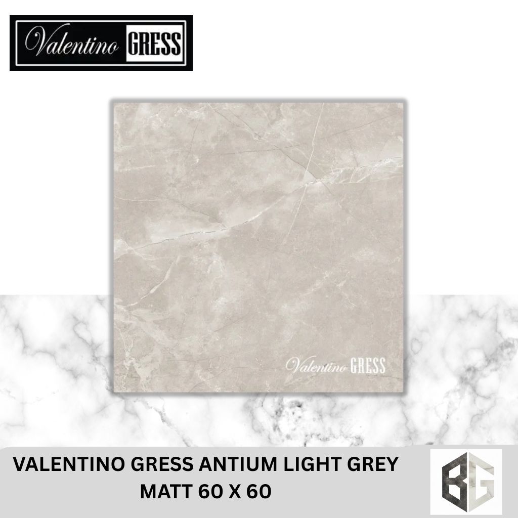 Granit Valentino Gress Antium Light Grey Matt 60x60 | Granit Lantai 60x60 Grey Matt