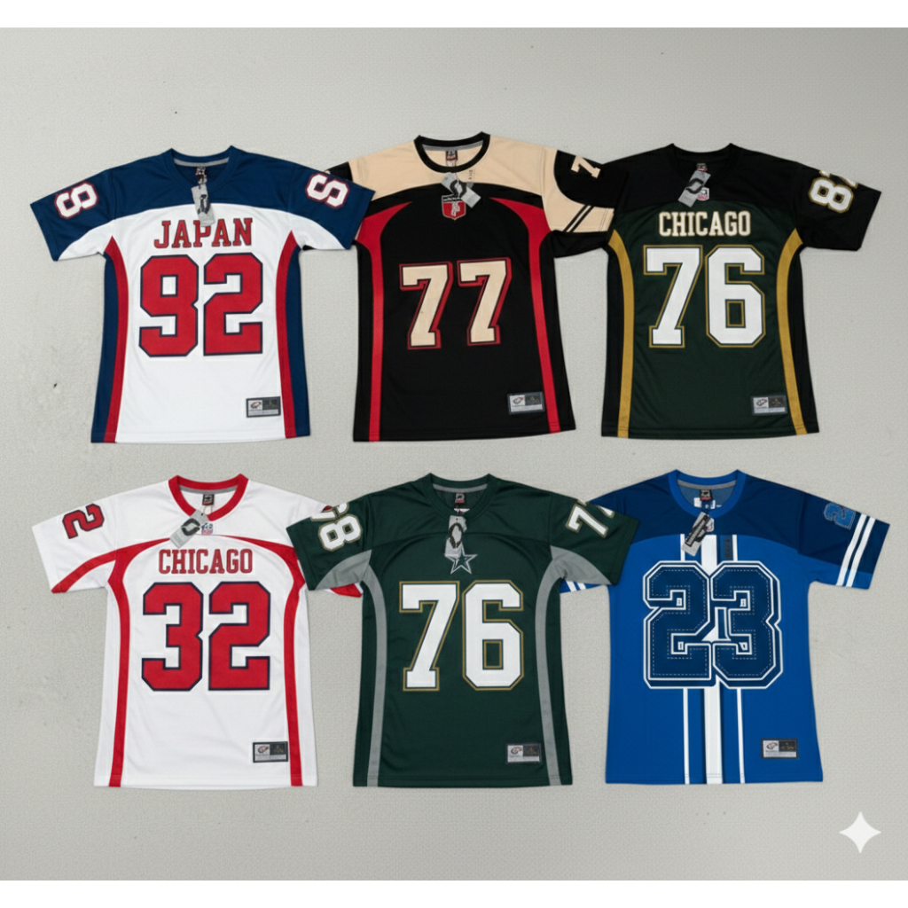 [ 6 PCS-100RIBU ] Jersey Dry Fit Motif Angka Vintage Soccer Baseball Original Pria Wanita Unisex