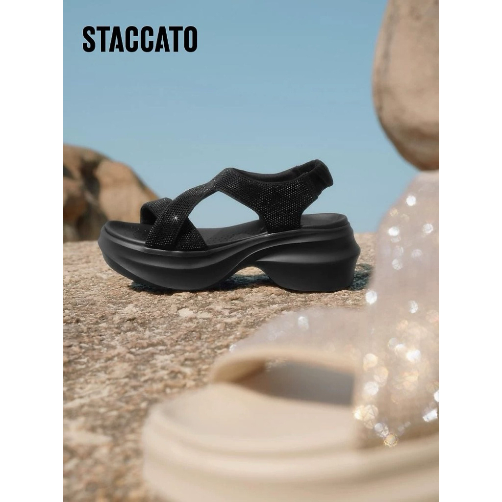 NEW 2026 TerMurah ORIGINAL Staccato Official EE507BL5 Woman Wedges High Heels - Sepatu Hak tinggi Wa