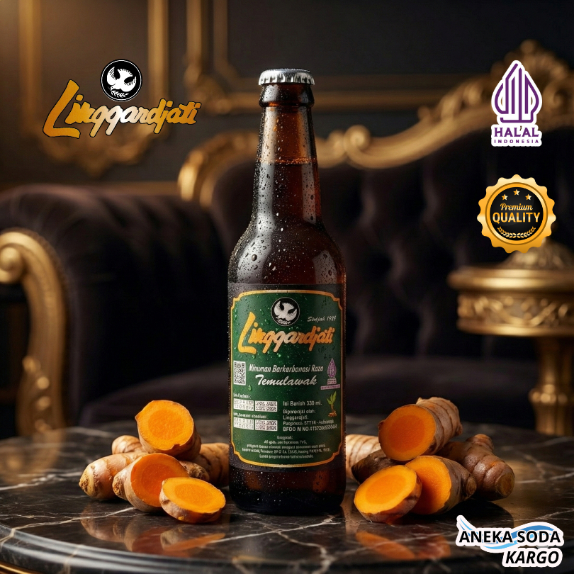 LINGGARDJATI Limun Soda Temulawak 330ml Minuman Soda Halal Gula Asli Botol Kaca