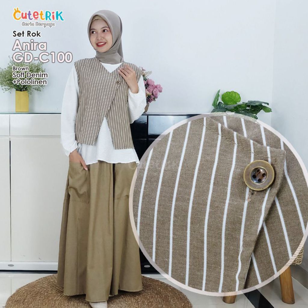 Cutetrik Setelan Rok Anak Perempuan Terbaru Set Rok Baju Muslim Anak Remaja