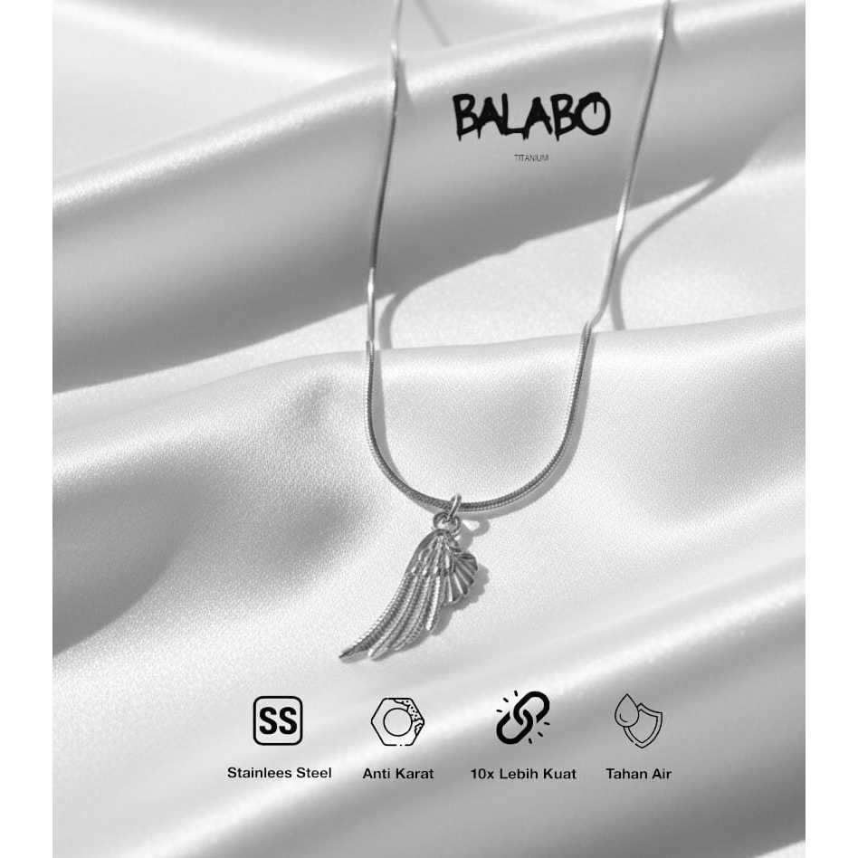 BALABO Kalung Titanium Pria Dan Wanita Liontin Sayap Anti Karat