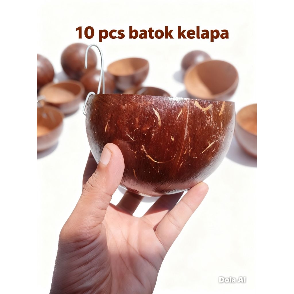 Batok kelapa tempat pakan/minum unggas